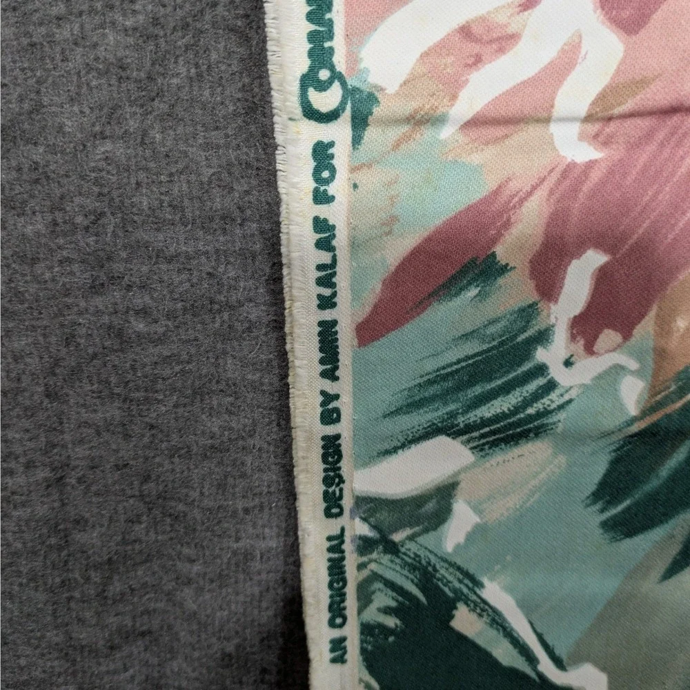 Vintage 1989 Riverdale Conny Fabric Amin Kalaf Floral Remnant 28x35 Teal‎ Pink
